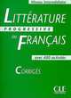 Litterature Progressive Du Francais, Niveau Intermediaire: Corriges, Marie-Francoise Ne, F. Allouache, Nicole Blondeau 
