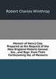 Memoir of Henry Clay. Prepared at the Request of the New-England Historic-Geneal. Soc., and Repr. from Their Forthcoming Vol. of Memoirs, Winthrop, Robert C. 