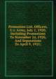 Promotion List, Officers, U.s. Army, July 1, 1920, Including Promotions To November 24, 1920, And Separations To April 9, 1921;, 