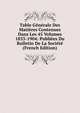 Table Generale Des Matieres Contenues Dans Les 45 Volumes 1833-1904: Publiees Du Bulletin De La Societe (French Edition), 