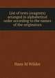 List of tests (reagents) arranged in alphabetical order according to the names of the originators, Hans M Wilder 