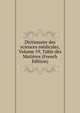 Dictionaire des sciences medicales, Volume 59, Table des Matieres (French Edition), 