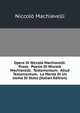 Opere Di Niccolo Machiavelli: Prose. Poesie Di Niccolo Machiavelli. Testamentum. Aliud Testamentum. La Mente Di Un Uomo Di Stato (Italian Edition), Machiavelli Niccolo 