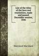List of the titles of the laws and resolutions, made and passed December session, 1846., Maryland Maryland 