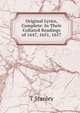 Original Lyrics, Complete: In Their Collated Readings of 1647, 1651, 1657., T Stanley 