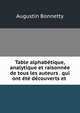 Table alphabetique, analytique et raisonnee de tous les auteurs . qui ont ete decouverts et ., Augustin Bonnetty 