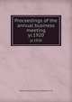 Proceedings of the annual business meeting. yr.1920, State Historical Society of Wisconsin. 1n 