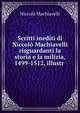 Scritti inediti di Niccolo Machiavelli risguardanti la storia e la milizia, 1499-1512, illustr ., Machiavelli Niccolo 