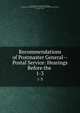 Recommendations of Postmaster General--Postal Service: Hearings Before the .. 1-3, Committee on Post Office and Post Roads , United States Congress. House . Committee on Post Office and Post Roads , Congress, House 