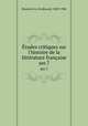 tudes critiques sur l`histoire de la littrature franaise. ser.7, Ferdinand Brunetie?re 