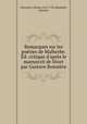 Remarques sur les poesies de Malherbe. Ed. critique d
