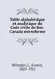 Table alphabetique et analytique du Code civile de Bas-Canada microforme, Louis Belanger 