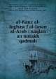 al-Kanz al-lughaw f al-lasan al-Arab : naqlan an nusakh qadmah, Ibn al-Sikkt, d. 857 or 8. al-Qalb wa-al-ibdl,Ama, Abd al-Malik ibn Qurayb, 740-ca. 828. al-Ibil,Ama, Abd al-Malik ibn Qurayb, 740-ca. 828. Khalq al-insn,Haffner, August, 1869- 