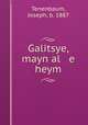Galitsye, mayn al e heym, Tenenbaum, Joseph, b. 1887 