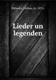 Lieder un legenden, Pelowitz, Joshua, ca. 1875- 