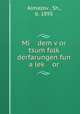 Mi dem v?or tsum folk? derfarungen fun a lek? or, Sh. Almazov? 