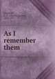 As I remember them, Goodwin, C. C. (Charles Carroll), 1832-1917 