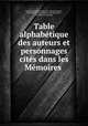 Table alphabetique des auteurs et personnages cites dans les Memoires ., Louis Petit de Bachaumont 