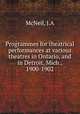 Programmes for theatrical performances at various theatres in Ontario, and in Detroit, Mich., 1900-1902, J.A. McNeil 