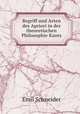 Begriff und Arten des Apriori in der theoretischen Philosophie Kants, Emil Schneider 