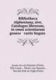 Bibliotheca Alpheniana, sive, Catalogus librorum, in omni scientiarum genere & variis linguis ., Luzac en van Damme (Firm), Elie Luzac , Pieter van Damme , Van der Eyk en Vygh (Firm) 