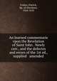 An learned commentarie vpon the Revelation of Saint Iohn . Newly corr., and the defectes and errors of the 1st ed., supplied & amended, Forbes, Patrick, Bp. of Aberdeen, 1564-1635 