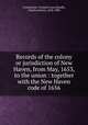 Records of the colony or jurisdiction of New Haven, from May, 1653, to the union : together with the New Haven code of 1656, Connecticut. General court,Hoadly, Charles Jeremy, 1828-1900 