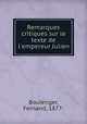 Remarques critiques sur le texte de l