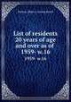 List of residents 20 years of age and over as of . 1959- w.16, Boston (Mass.). Listing Board 