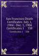 San Francisco Death Certificates July 1, 1904 - Dec. 1, 1904. Certificates 1 338, San Francisco Department of Public Health 