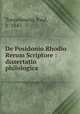 De Posidonio Rhodio Rerum Scriptore : dissertatio philologica ., Toepelmann, Paul, b. 1843 