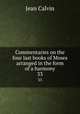 Commentaries on the four last books of Moses arranged in the form of a harmony. 33, Calvin Jean 