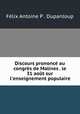 Discours prononce au congres de Malines . le 31 aout sur l