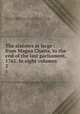 The statutes at large : from Magna Charta, to the end of the last parliament, 1761. In eight volumes. 2, Great Britain,Ruffhead, Owen, 1723-1769,Adams, John, 1735-1826, former owner. BRL,Boston Public Library) John Adams Library BRL 