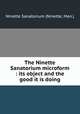 The Ninette Sanatorium microform : its object and the good it is doing, Ninette Sanatorium (Ninette, Man.) 