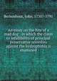 An essay on the bite of a mad dog : in which the claim to infallibility of principal preservative remedies against the hydrophobia is examined, Berkenhout, John, 1730?-1791 