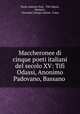 Maccheronee di cinque poeti italiani del secolo XV: Tifi Odassi, Anonimo Padovano, Bassano ., Paolo Antonio Tosi , Tifi Odassi, Bassano , Giovanni Giorgio Alione, Fossa 