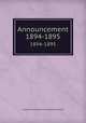 Announcement. 1894-1895, College of Physicians and Surgeons of Ontario 
