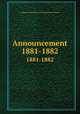 Announcement. 1881-1882, College of Physicians and Surgeons of Ontario 