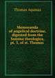 Memoranda of angelical doctrine, digested from the Summa theologica, pt. 3, of st. Thomas ., Thomas Aquinas 