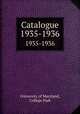 Catalogue. 1935-1936, University of Maryland, College Park 