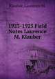 1923-1925 Field Notes Laurence M. Klauber, Klauber, Laurence M. 