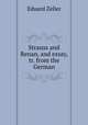 Strauss and Renan, and essay, tr. from the German, Eduard Zeller 