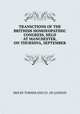 TRANSCTIONS OF THE BRITHISH HOMOEOPATIHIC CONGRESS, HELD AT MANCHESTER, ON THURSDYA, SEPTEMBER ., HEN RY TURNER AND CO . OF LONDON 