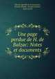 Une page perdue de H. de Balzac: Notes et documents, 