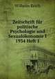 Zeitschrift fr politische Psychologie und Sexualkonomie I 1934 Heft 1, Wilhelm Reich 