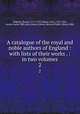 A catalogue of the royal and noble authors of England : with lists of their works . : in two volumes. 2, Walpole, Horace, 1717-1797,Adams, John, 1735-1826, former owner. BRL,John Adams Library (Boston Public Library) BRL 
