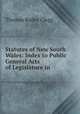 Statutes of New South Wales: Index to Public General Acts of Legislature in ., Thomas Bailey Clegg 