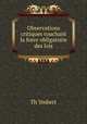 Observations critiques touchant la force obligatoire des lois, Th. Ymbert 