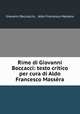 Rime di Giovanni Boccacci: testo critico per cura di Aldo Francesco Massera, Giovanni Boccaccio 